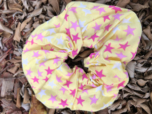 Scrunchies - Yellow with coloured stars