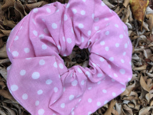 Scrunchies - Pink with small white dots