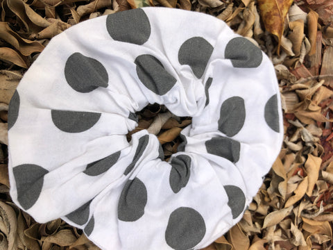 Scrunchies - White with Black dots