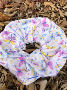 Scrunchies - White with coloured butterflies