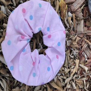 Scrunchies - Pink with coloured dots