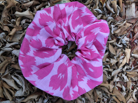 Scrunchies - Pink with dark pink patterns