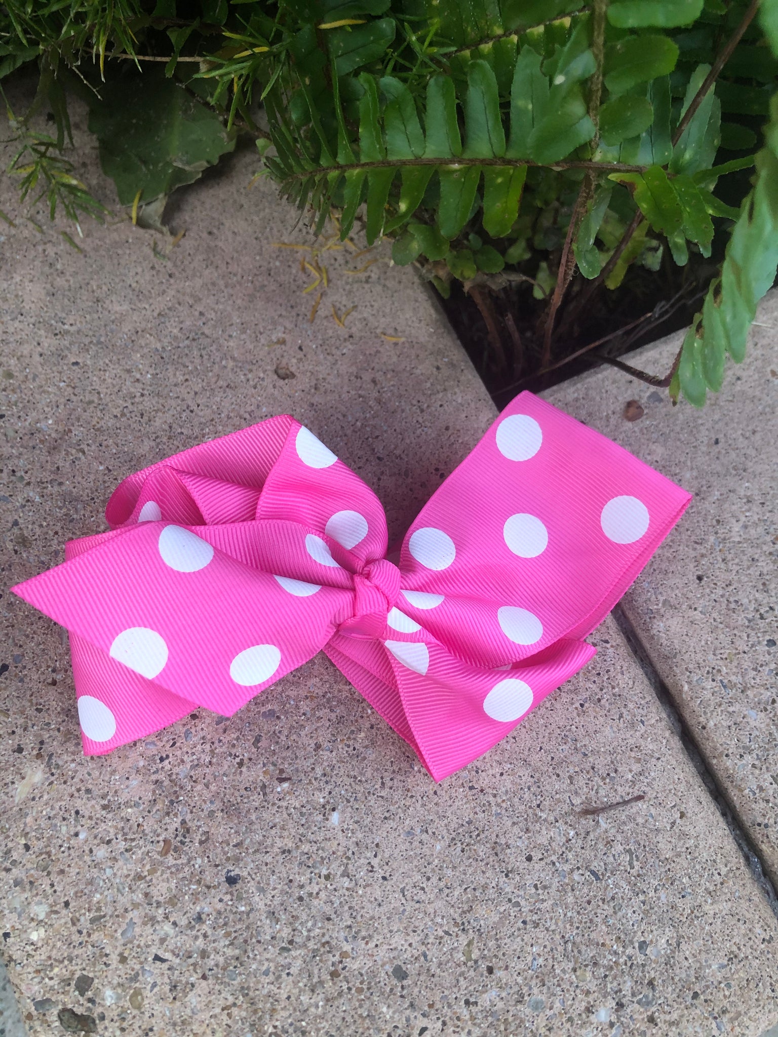 Large Bow - Pink White Spots