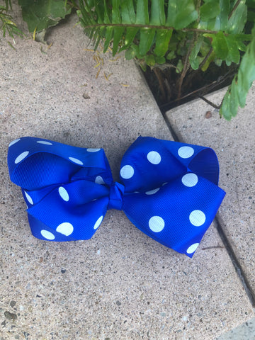 Large Bow - Blue White Spots