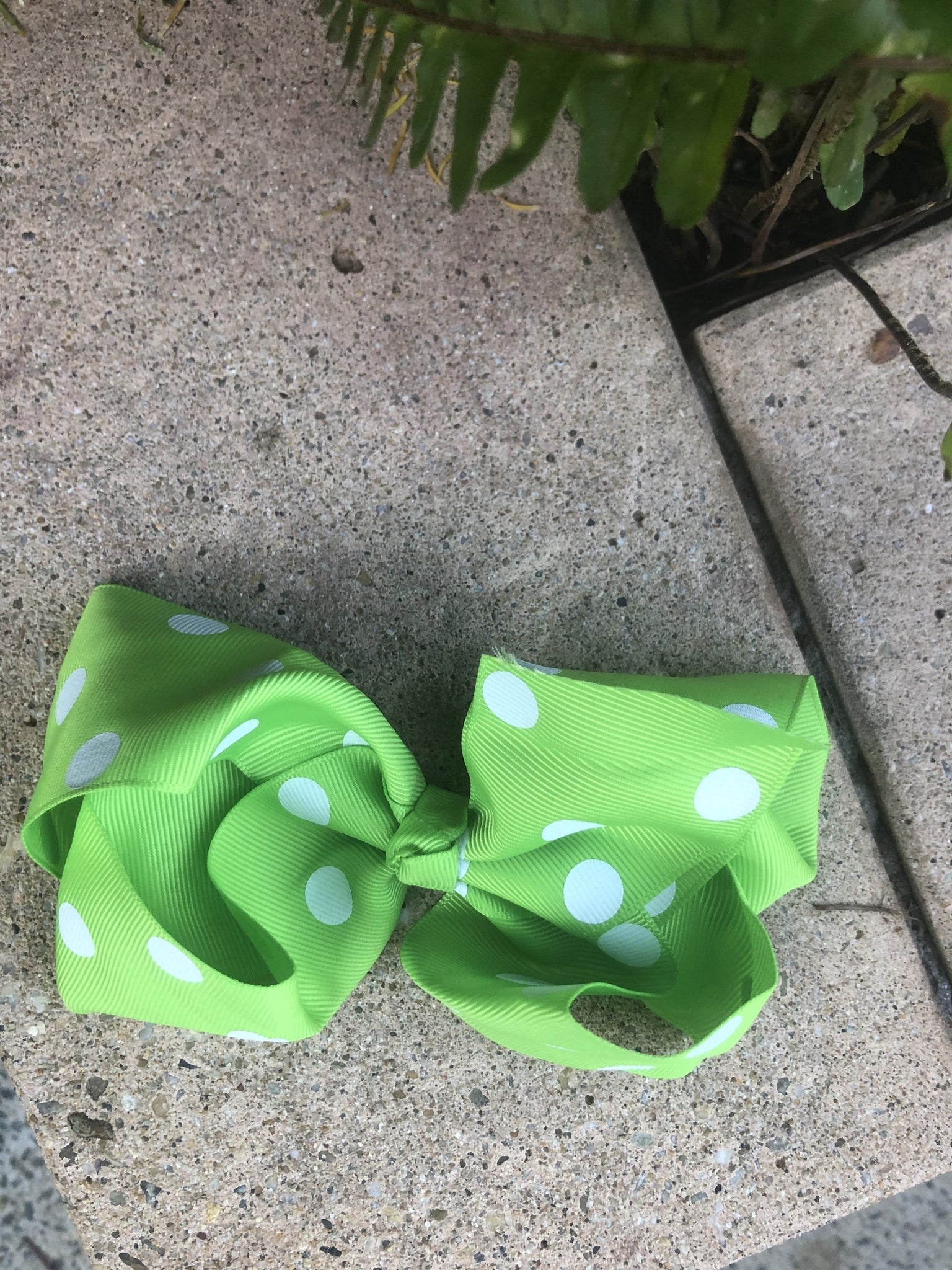 Large Bow - Lime Green White Spots