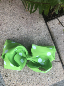 Large Bow - Lime Green White Spots
