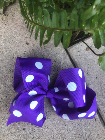 Large Bow - Purple White Spot