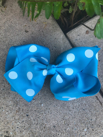 Large Bow - Light Blue white Spot