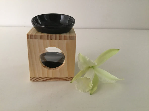 Black Ceramic and Timber Oil Burner