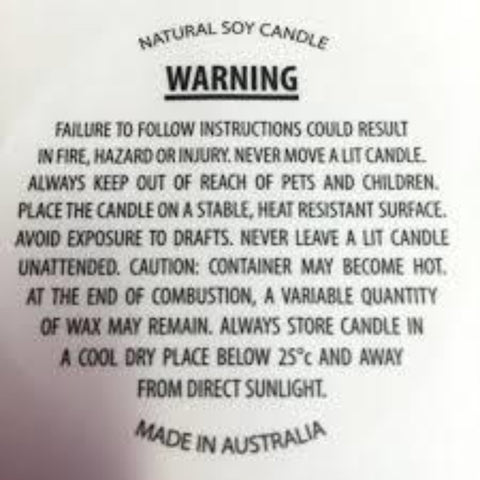 Soy Wax Warning Labels 15 to a sheet